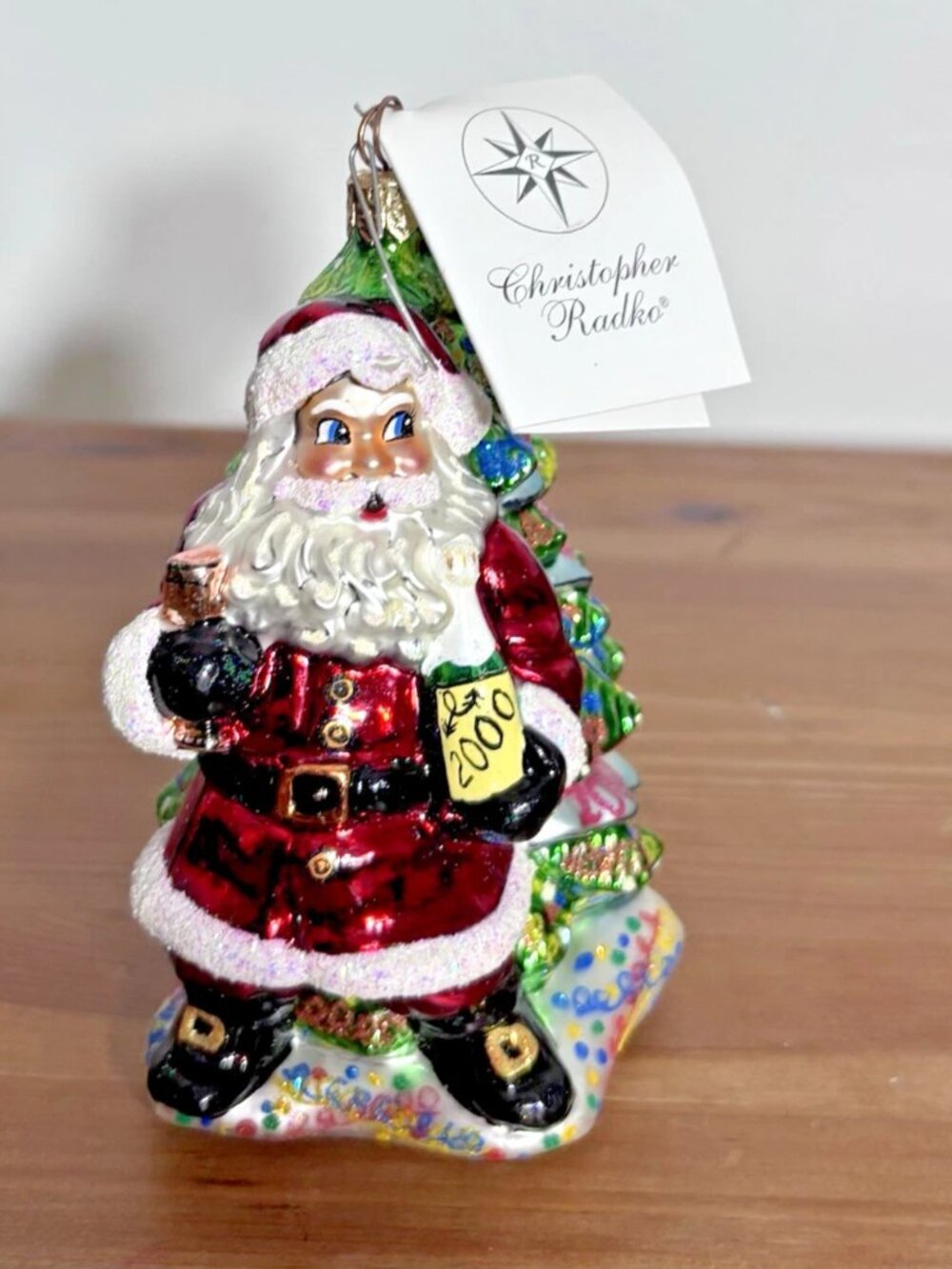 Christopher Radko Santa Christmas Tree Glass Hanging Ornament 2000 Vintage